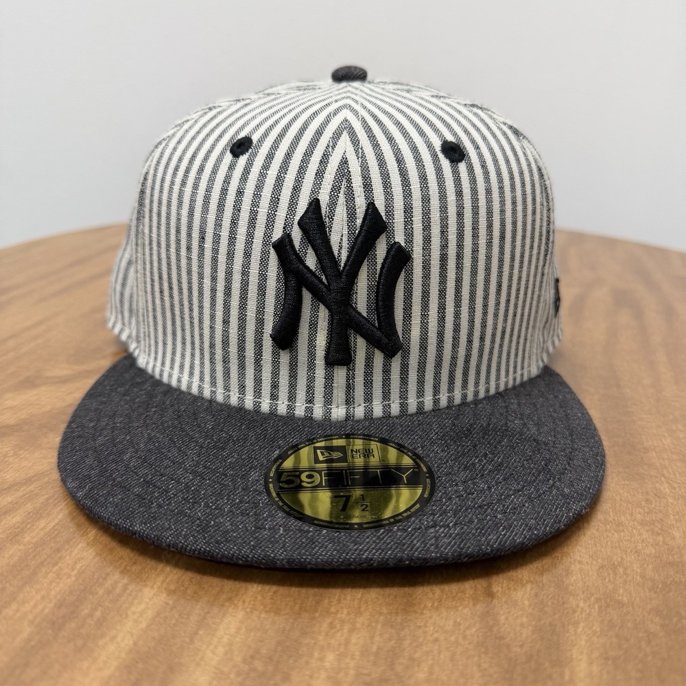 New York Yankees Hat New Era 59FIFTY Striped Seersucker Fitted Size 7 1/2 NWT!